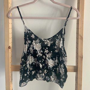 Brandy Melville Black Floral Cropped Tank